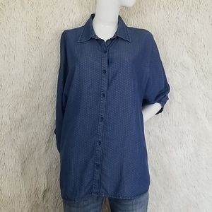 COLDWATER CREEK jean mini flower print top blouse